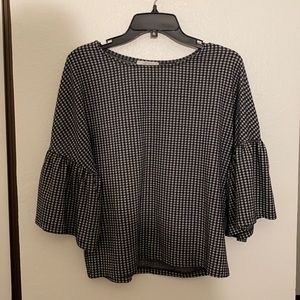 Zara Bell Sleeve Gingham Top